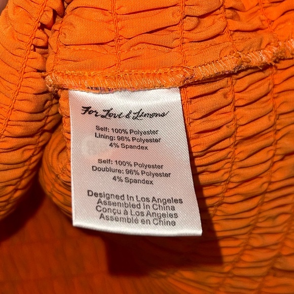 For Love & Lemons Peony Smocked mini dress Large orange floral - Picture 9 of 16